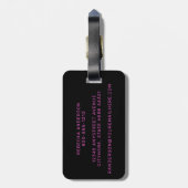 Roze, glitter-meisje met raceband bagagelabel (Achterkant verticaal)