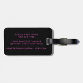 Roze, glitter-meisje met raceband bagagelabel (Achterkant horizontaal)