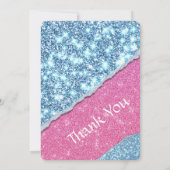 ROZE GLITTER MEISJE VERJAARDAG UITNODIGING (Achterkant)