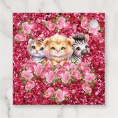 Roze Glitter Meisjes Baby Shower Wilde Dieren Bedankjes Labels (Achterkant)