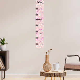 Roze Glitter Meisjes Gepersonaliseerde Muur Groei  Poster