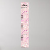 Roze Glitter Meisjes Gepersonaliseerde Muur Groei  Poster (Voorkant)