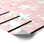 Roze Glitter Meisjes Gepersonaliseerde Muur Groei  Poster (Hoek)