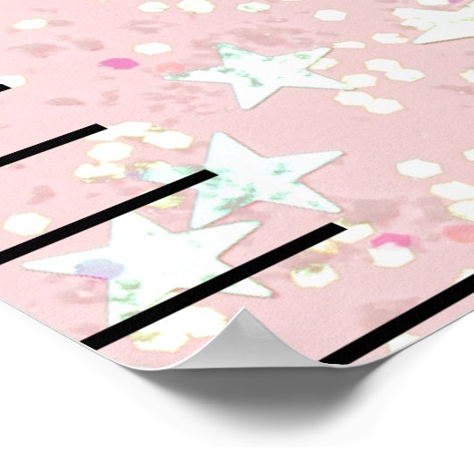 Roze Glitter Meisjes Gepersonaliseerde Muur Groei  Poster (Hoek)