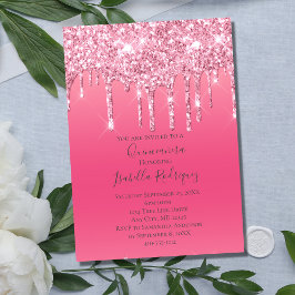 Roze Glitter Meisjesachtige Trendy Quinceanera Kaart