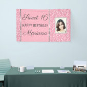 Roze glitter met foto spandoek (Beurs)
