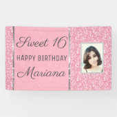 Roze glitter met foto spandoek (Horizontaal)