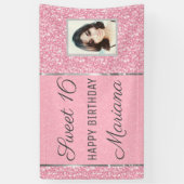 Roze glitter met foto spandoek (Verticaal)