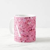 Roze Glitter met Initiaal Koffiemok (Voorkant links)