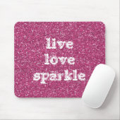 Roze glitter met Live Love Sparkle Quote Muismat (Met muis)