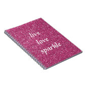Roze glitter met Live Love Sparkle Quote Notitieboek (Rechterzijde)