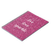 Roze glitter met Live Love Sparkle Quote Notitieboek (Linkerzijde)