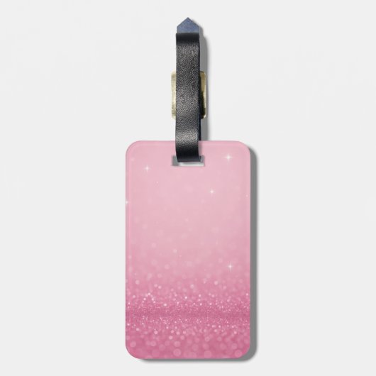 Roze glitter met naam en Initialen - Bagagelabel (Achterkant verticaal)