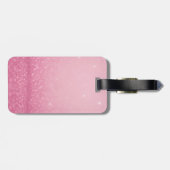 Roze glitter met naam en Initialen - Bagagelabel (Achterkant horizontaal)