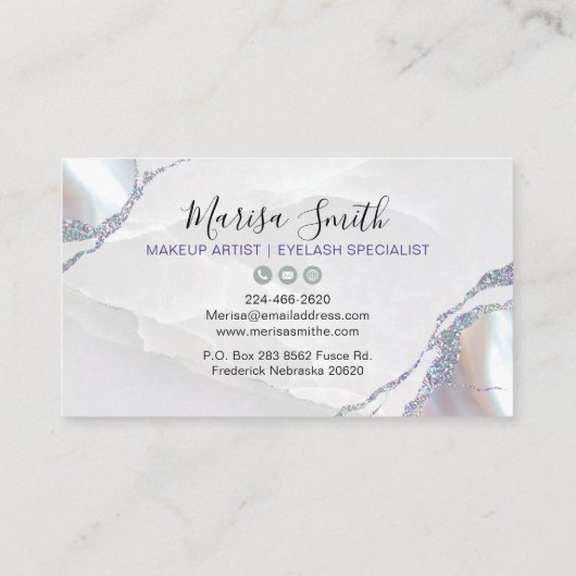 Roze Glitter met Pearl kleur achtergrond Visitekaartje (Achterkant)