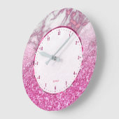 Roze glitter met witte en roze faux marmer grote klok (Hoek)