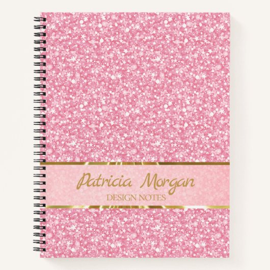 Roze glitter met witte vonken notitieboek (Voorkant)