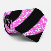 Roze glitter met zwarte zebra strepen stropdas (Opgerold)