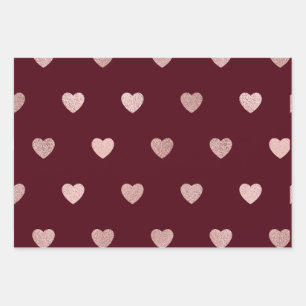 Roze Glitter Metallic Heart Rood Paarse Zwart Inpakpapier Vel