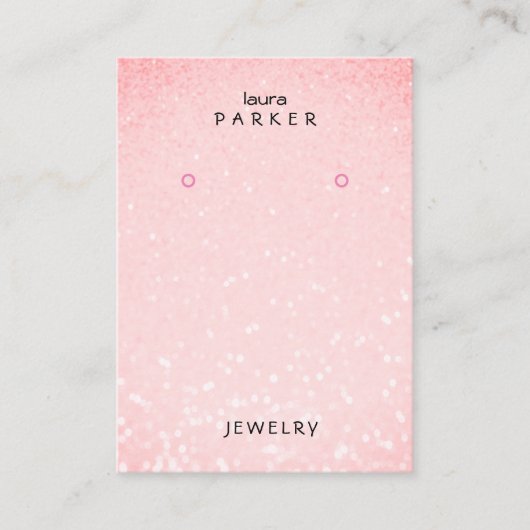 Roze Glitter Minimale Oorbel Designer Display Visitekaartje (Voorkant)