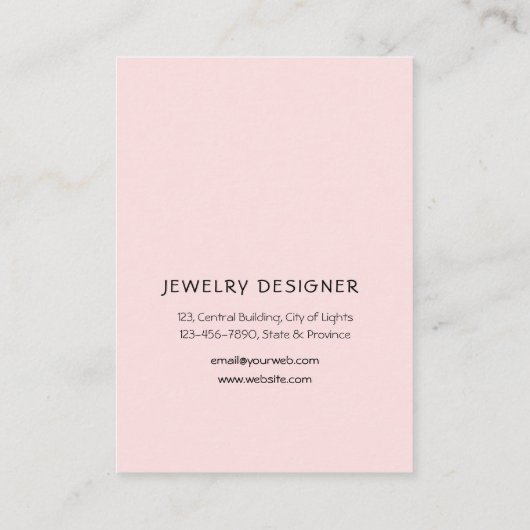 Roze Glitter Minimale Oorbel Designer Display Visitekaartje (Achterkant)