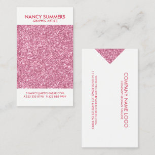 Roze Glitter Modern Geometrisch Ontwerp Visitekaartje