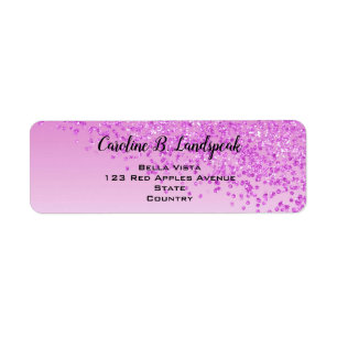 Roze Glitter Modern Gradiënt Return Address Etiket
