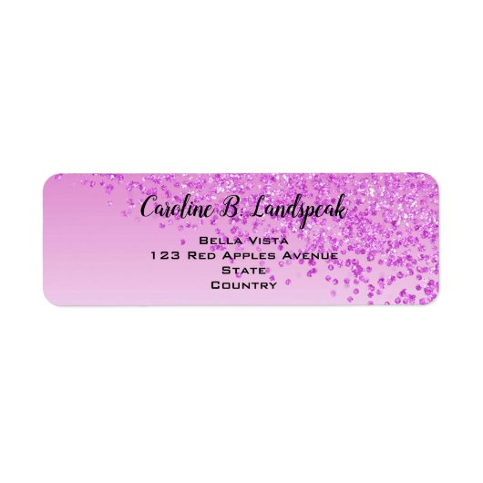 Roze Glitter Modern Gradiënt Return Address Etiket (Voorkant)