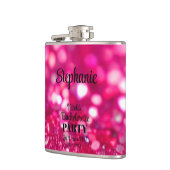 Roze Glitter Moderne Glam Meisjesuitstap Heupfles (Links)