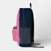 Roze Glitter Moderne Monogram Naam Aangepast Bedrukte Rugzak (Rechts)