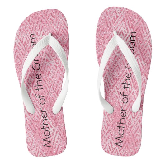 Roze Glitter Moeder van de Bruid Bruidegom Cadeau Teenslippers (Voetbed)