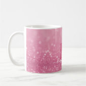 Roze Glitter Mok met aangepaste Initialen en naam (Links)