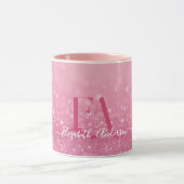 Roze Glitter Mok met aangepaste Initialen en naam (Midden)