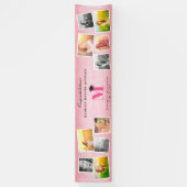 Roze Glitter Monogram 10 Foto Collage Afstudeerfee Spandoek (Verticaal)