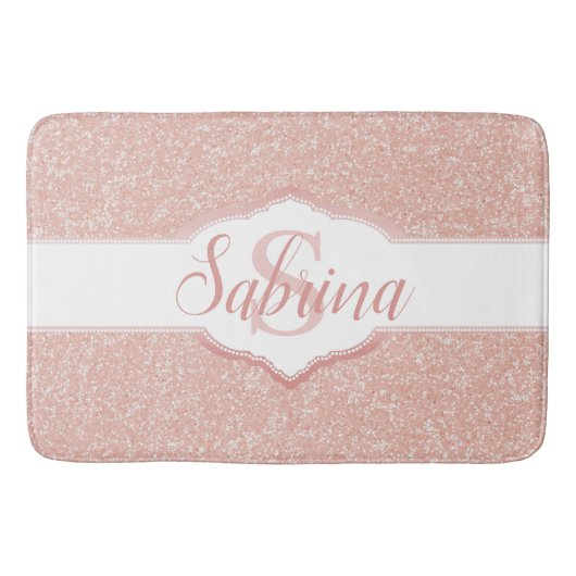 Roze Glitter Monogram Badmat (Voorkant)