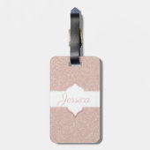 Roze Glitter Monogram Bagagelabel (Achterkant verticaal)