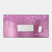 Roze Glitter Monogram Bureaumat (Keyboard & Muis)
