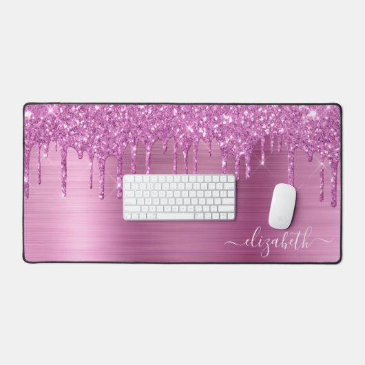 Roze Glitter Monogram Bureaumat (Keyboard & Muis)