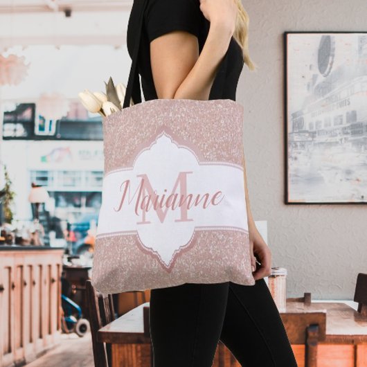 Roze Glitter Monogram Canvas tas