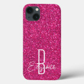 Roze Glitter Monogram Case-Mate iPhone Case (Achterkant)