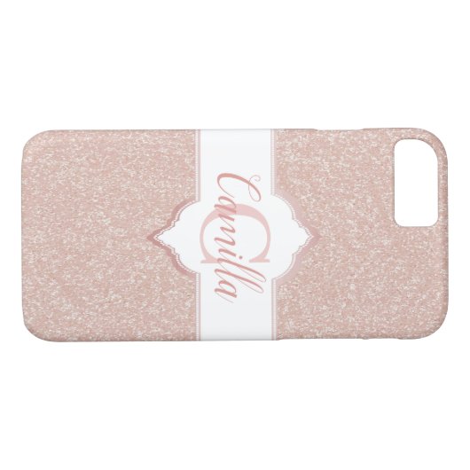 Roze Glitter Monogram Case-Mate iPhone Case (Achterkant (Horizontaal))