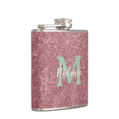 Roze Glitter Monogram Fles Chic Heupfles (Rechts)