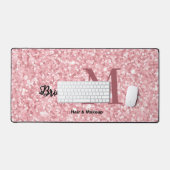 Roze glitter Monogram haar- en make-up Bureaumat (Keyboard & Muis)