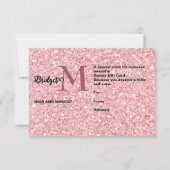 Roze glitter monogram haar- en make-up cadeau (Achterkant)