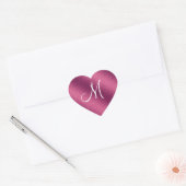 Roze Glitter Monogram Hart Sticker (Envelop)