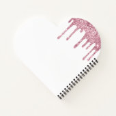 Roze Glitter Monogram Initialen op Wit Notitieboek (Achterkant)