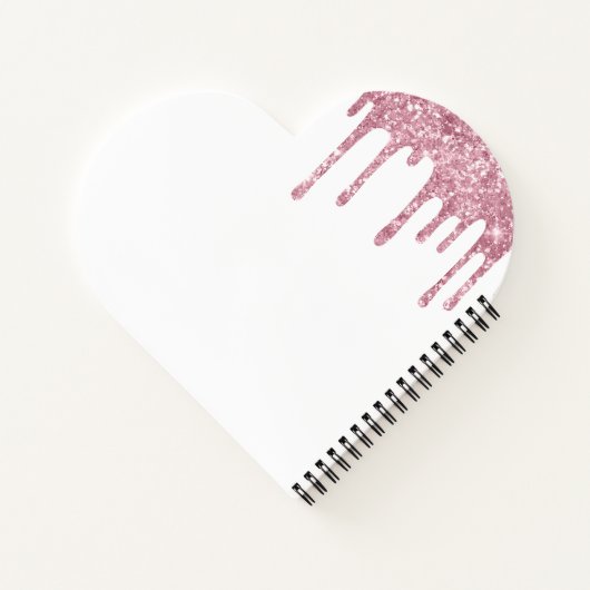 Roze Glitter Monogram Initialen op Wit Notitieboek (Achterkant)