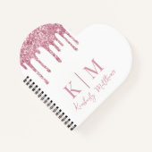 Roze Glitter Monogram Initialen op Wit Notitieboek (Voorkant)