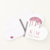 Roze Glitter Monogram Initialen op Wit Notitieboek (Binnen)
