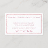 Roze Glitter Monogram Initialen op Wit Visitekaartje (Achterkant)